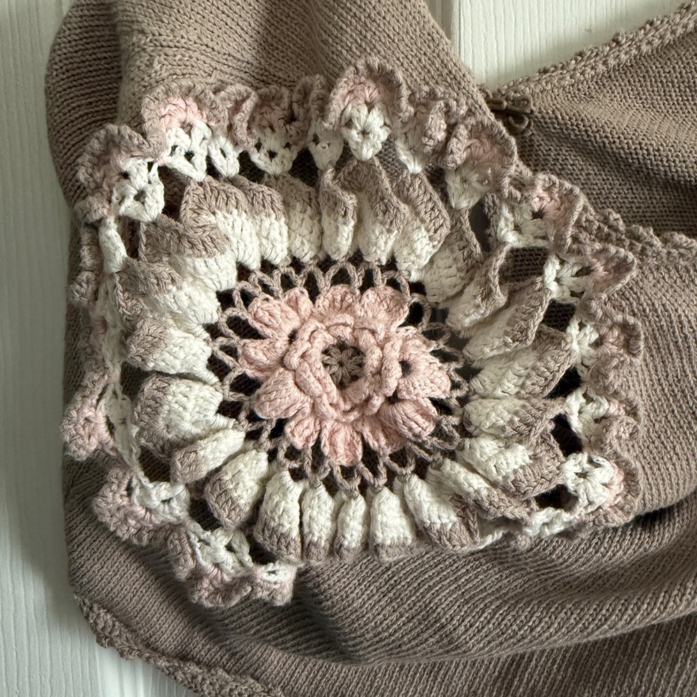 Anthropologie Knitted and Knotted Crochet Cap Sleeve Knit Cropped Bolero - Picture 4 of 5